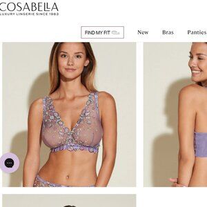 Cosabella Abri Curvy Tall Triangle 34DD Bra Purple Floral Bralette Lingerie
